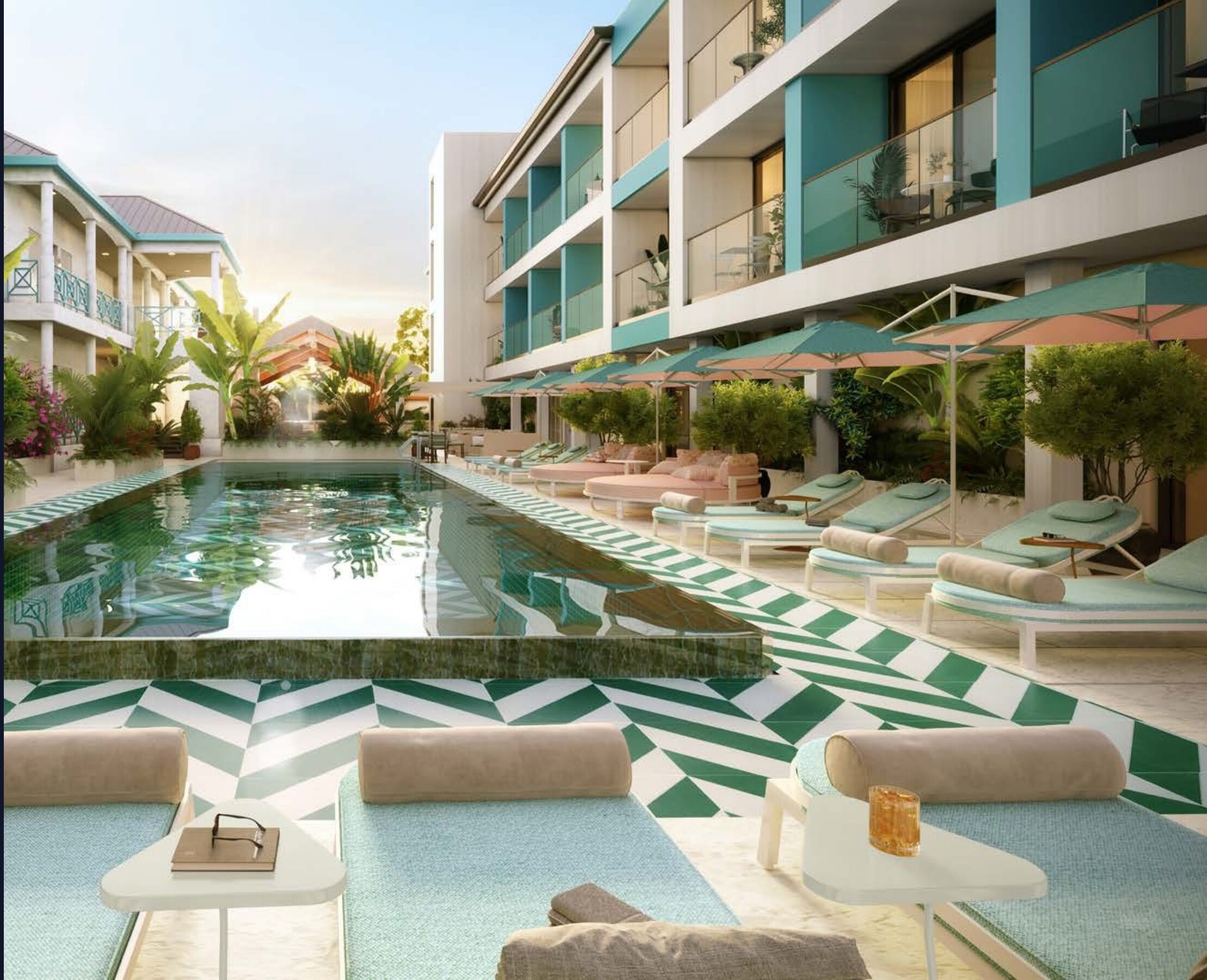 Hotel & Leisure Indigo Turks & Caicos pool area with lounge chairs