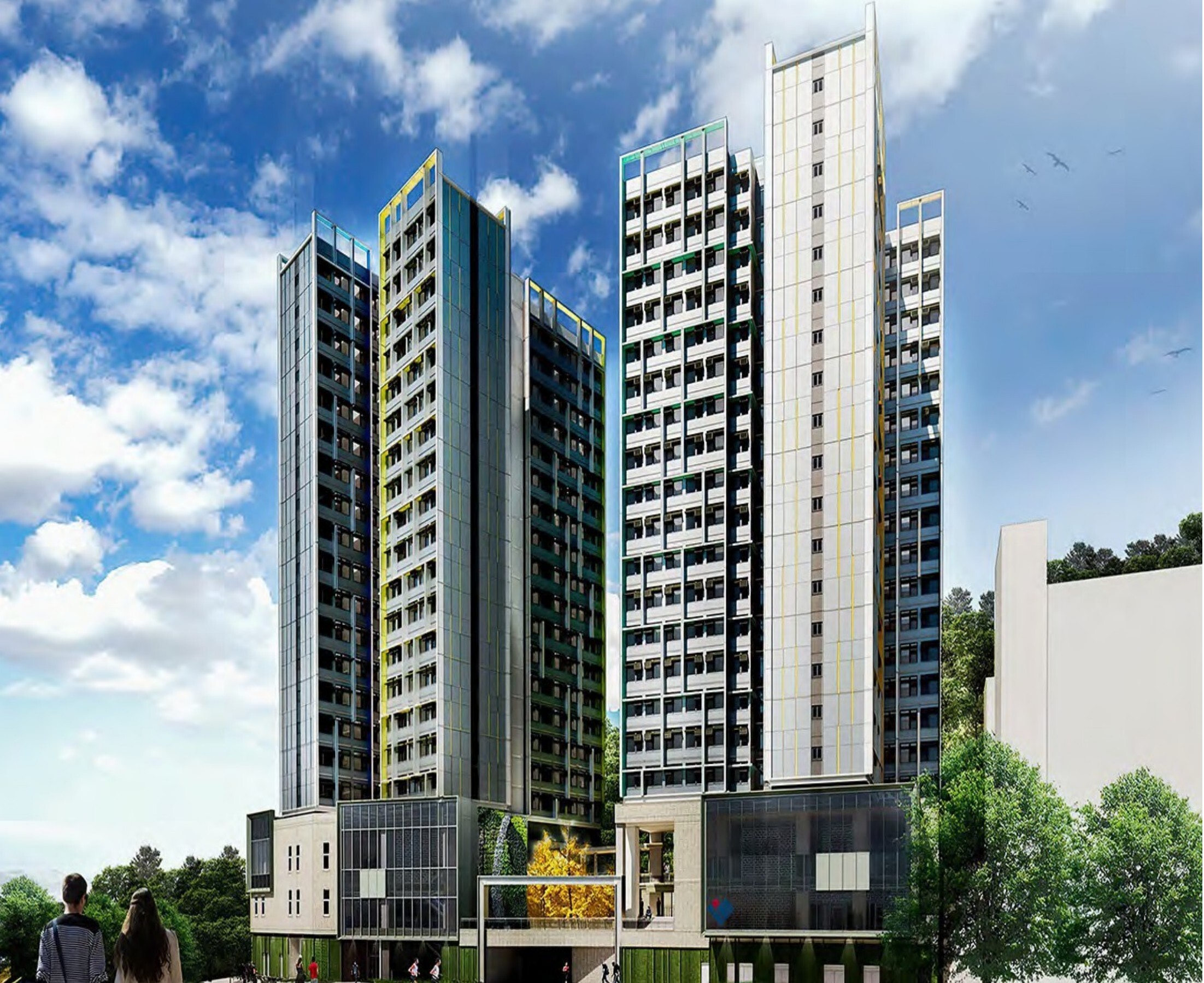 Modern high-rise student residences at Wong Chuk Hang, Hong Kong
